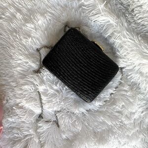 balikbayan handicrafts crossbody black square bag with silver chain